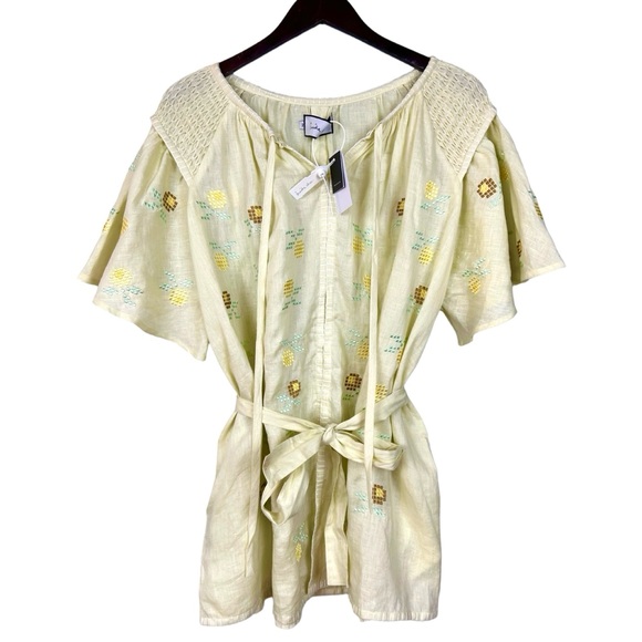 Innika Choo Hans Embroidered Linen Mini Smock Dress Tunic New 2 OS - Picture 2 of 16